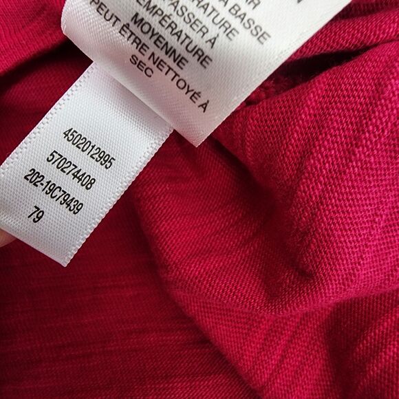 Chico's Womens Top Size 1 Medium Fancy Keyhole Neckline Pink Cotton Short Sleeve - Picture 10 of 10